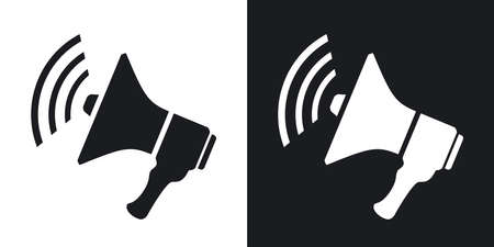 Vector loudspeaker icon. Two-tone version on black and white backgroundのイラスト素材