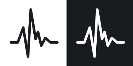 Vector pulse heart rate icon. Two-tone version on black and white backgroundのイラスト素材