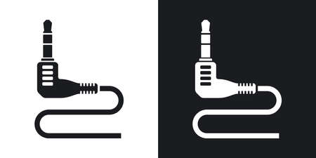 jack connector icon. Two-tone version on black and white backgroundのイラスト素材