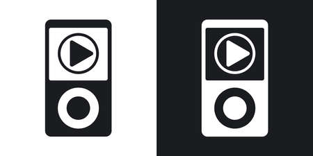 Music player icon. Two-tone version on black and white backgroundのイラスト素材