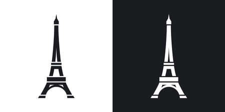Eiffel Tower Icon. Two-tone version on black and white backgroundのイラスト素材