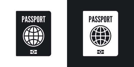 Vector Passport icon. Two-tone version of Passport simple icon on black and white backgroundのイラスト素材