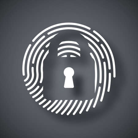 Vector Touch id Fingerprint icon. Touch id Fingerprint simple icon on a dark gray backgroundのイラスト素材
