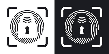 Vector Fingerprint Scanner Locked icon. Two-tone version of Fingerprint Scanner Locked simple icon on black and white backgroundのイラスト素材