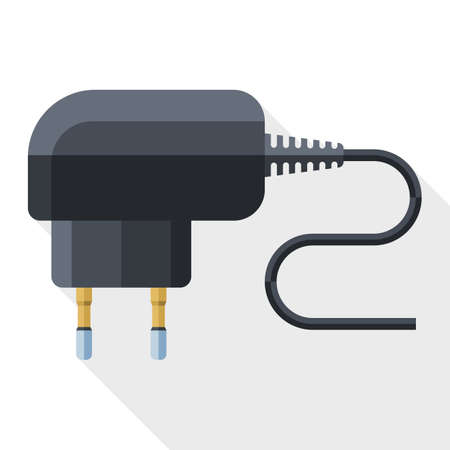 Phone Charger icon. Simple icon in flat style with long shadow on white backgroundのイラスト素材