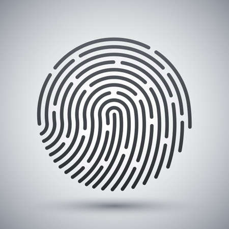 Fingerprint icon. Fingerprint simple icon on a light gray backgroundのイラスト素材