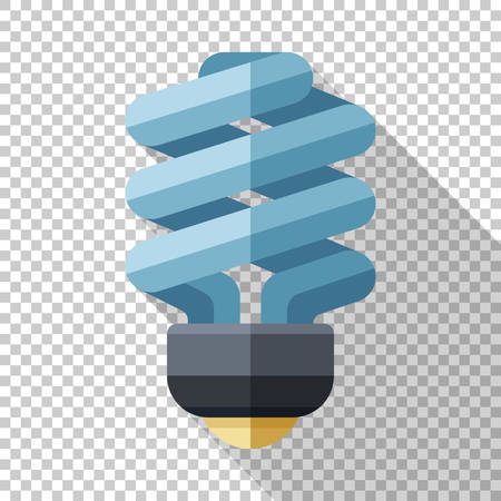 Compact fluorescent lamp icon in a flat style with a long shadow on a transparent backgroundのイラスト素材