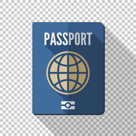 Passport icon in flat style with long shadow on transparent backgroundのイラスト素材
