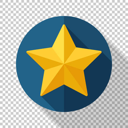 Star icon in flat style with long shadow on transparent backgroundのイラスト素材