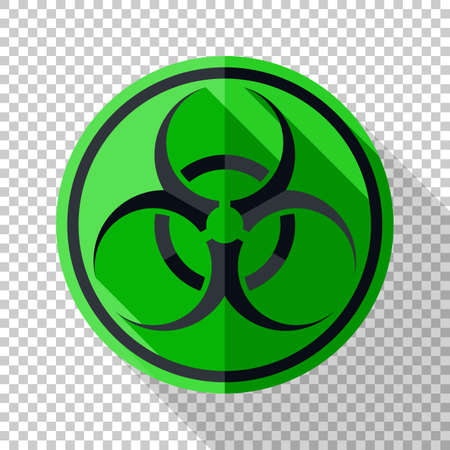 Biohazard icon in flat style with long shadow on transparent backgroundのイラスト素材