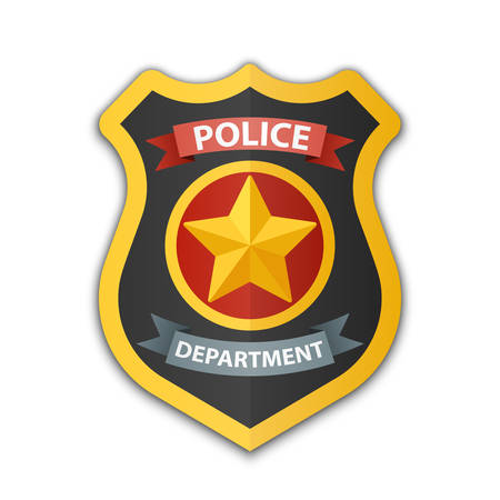 Police badge icon. Shield with a star, vector illustration on white backgroundのイラスト素材