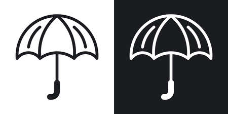 Umbrella, parasol or umbel icon for weather forecast application or widget. Two-tone version on a black and white backgroundのイラスト素材