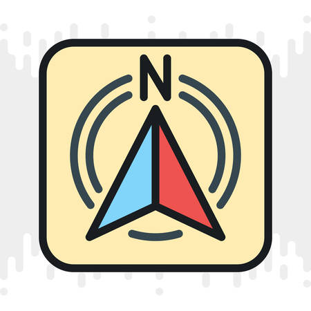 Compass app icon for smartphone, tablet, laptop or other smart device with mobile interface. Minimalistic color version on a light gray backgroundのイラスト素材