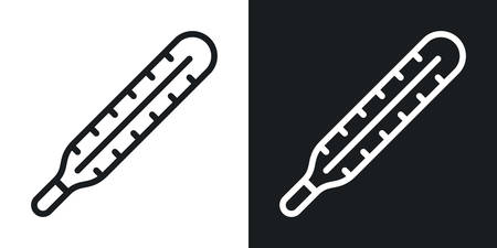 Medical thermometer icon. Minimalistic two-tone vector illustration on black and white background