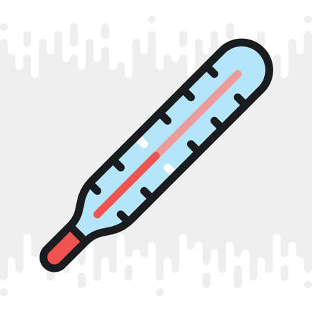 Medical thermometer icon. Simple color version on a light gray backgroundのイラスト素材