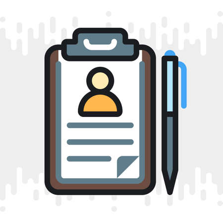 Medical record, disease history or patient card icon. Simple color version on a light gray backgroundのイラスト素材