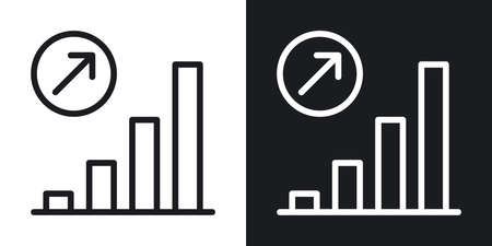 Growth chart icon. Concept of growing sales or increasing profits in business. Simple two-tone vector illustration on black and white backgroundのイラスト素材