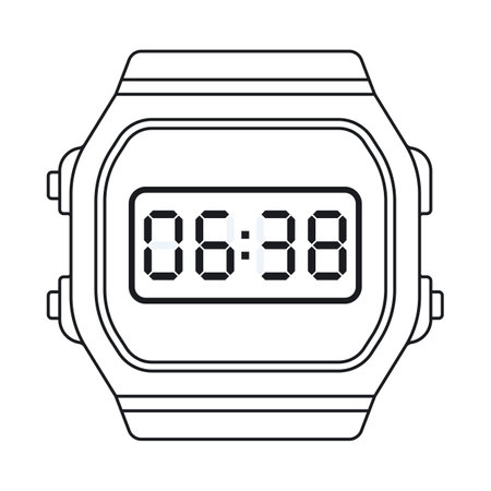 Icon of classic wrist electronic watch in retro style. Vector illustration in linear style isolated on white backgroundのイラスト素材