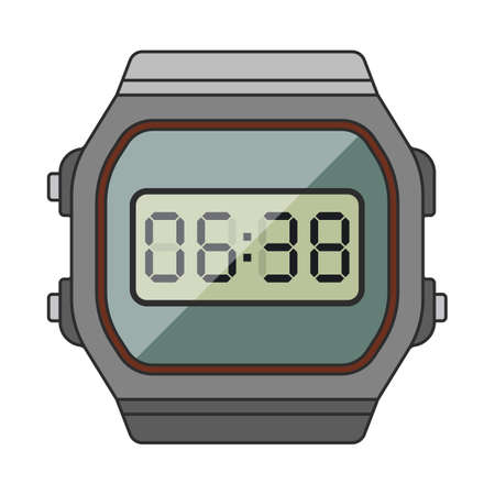 Simple icon of classic wrist electronic watch in retro style. Vector illustration isolated on white backgroundのイラスト素材
