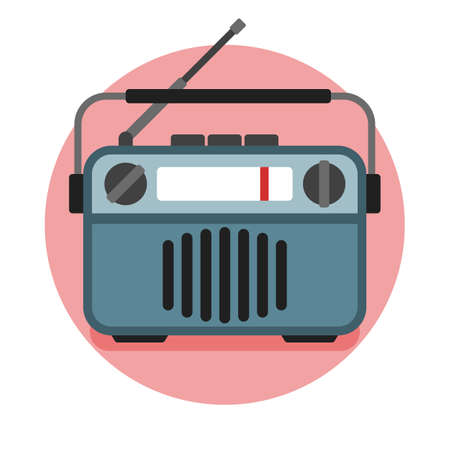 Old vintage portable radio. Simple icon in flat style isolated on white backgroundのイラスト素材
