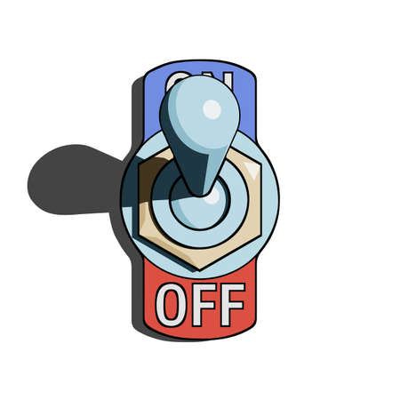 Toggle switch turned on with shadow on white background. Vector illustration with stroke