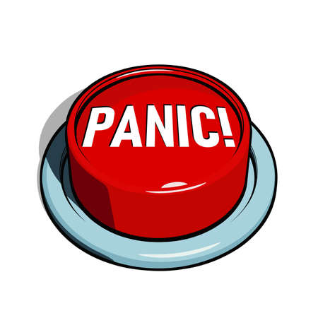 Big red panic button on white background. Vector illustrationのイラスト素材
