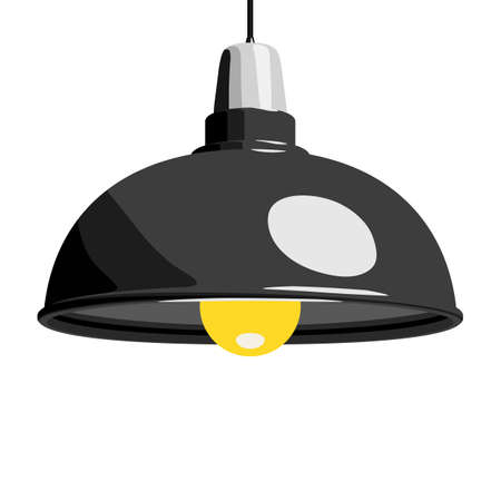 Pendant lamp, hanging lamp or ceiling lamp. Home or office interior and decor. Vector illustration isolated on a white backgroundのイラスト素材