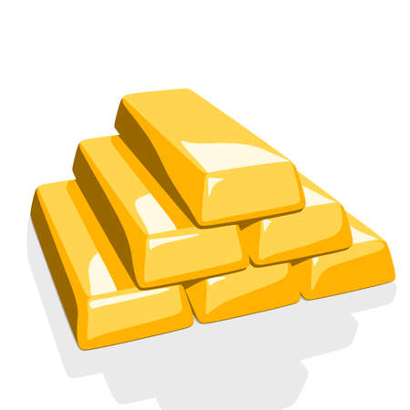 Stack of gold bars. Savings, banking and wealth concept. Vector illustration isolated on a white backgroundのイラスト素材