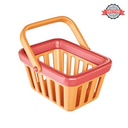 Shopping basket icon isolated on white background. Realistic 3D vector illustrationのイラスト素材