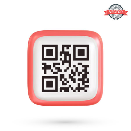 Qr code icon. Realistic 3D vector illustration of qr-code on a white backgroundのイラスト素材