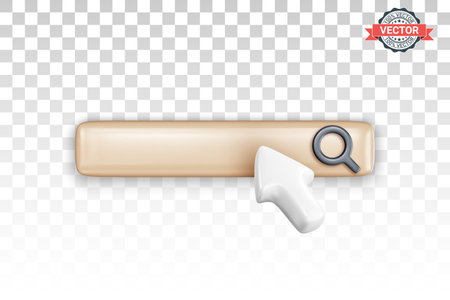 Search bar or search field with mouse pointer on transparent background. Web search or search engine concept. Realistic 3D vector graphicsのイラスト素材