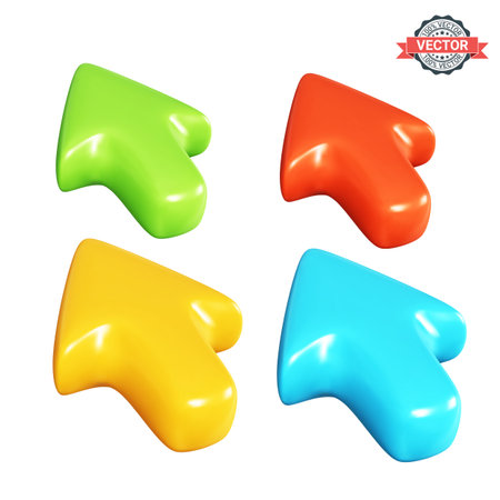 Set of mouse pointers, arrows, or computer cursors. Realistic 3D vector graphics isolated on a white backgroundのイラスト素材