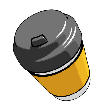 Disposable paper or plastic cup for coffee or tea with lid and cup sleeve, three-quarter view. Simple vector illustration isolated on white backgroundのイラスト素材