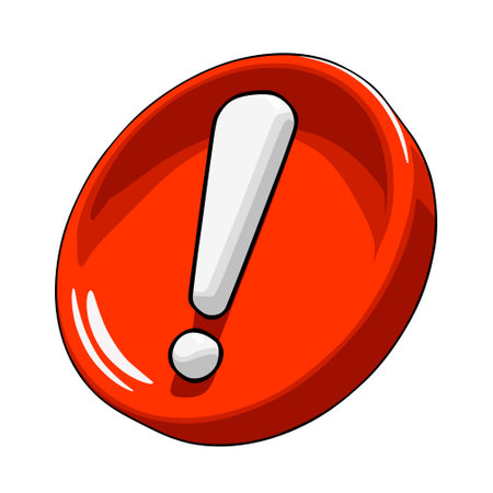 Red warning sign with exclamation mark inside, three-quarter view. Dangerous situation or hazard warning concept. Warning sign icon. Simple 3D vector illustration isolated on white backgroundのイラスト素材