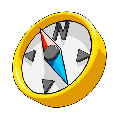Compass icon, three-quarter view. Concept of exploration, travel or geographical discovery. Simple 3D vector illustration isolated on white backgroundのイラスト素材