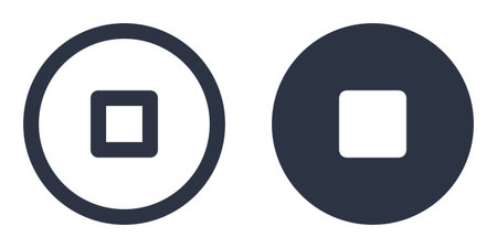 Stop Button simple icons set designed in filled, outline, line and stroke style