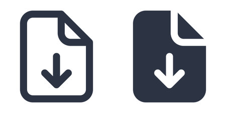 File with Download Arrow simple icons set designed in filled, outline, line and stroke styleのイラスト素材