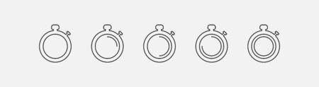 Set of clock icons isolated on gray background. Line icons in a modern style. Vector illustration.のイラスト素材