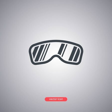 Snowboard glasses icon isolated on a gray background. Black symbol in a flat style. Vector illustration.のイラスト素材