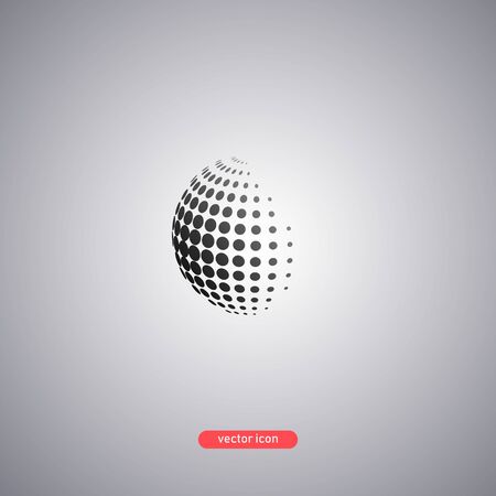 Halftone ball  isolated on gray background. Sphere in a modern halftone effect. Vector illustration.のイラスト素材