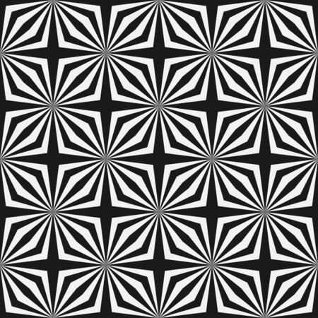 Abstract monochrome seamless pattern. Optical illusion. Black and white stars. Vector illustration.のイラスト素材