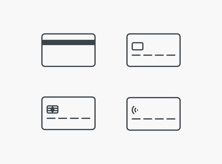 Set of bank card icons isolated on white background. Modern minimalistic style. Vector illustration.のイラスト素材