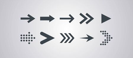 Set of arrows isolated on a gray background. Modern flat style. Vector illustration.のイラスト素材