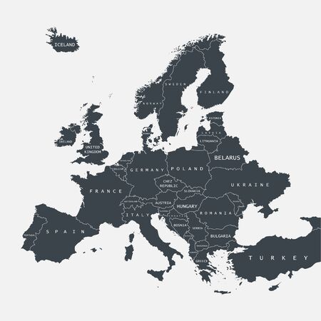 Map of Europe isolated on a white background. Vector illustration.のイラスト素材