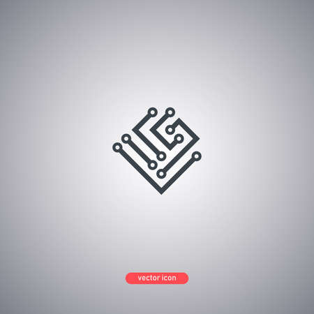 Technology icon. Microchip symbol isolated on gray background. Vector illustration.のイラスト素材