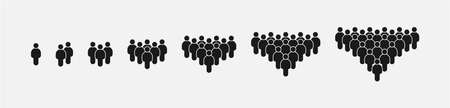 Isolated set of icons of a person and a group of people in a minimalistic style.のイラスト素材