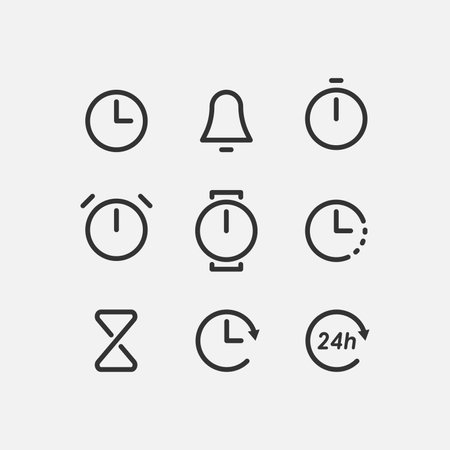 Time vector icons set on white backgroundのイラスト素材