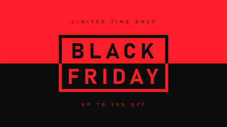 Black friday template in minimal style. Black and red style. Vector illustration.のイラスト素材