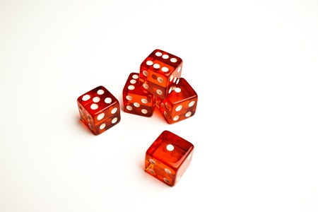 Close Up of  red dice on white backgroundの写真素材