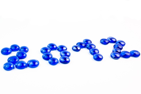 Detail view of new year 2012 draw with blue stoneの写真素材